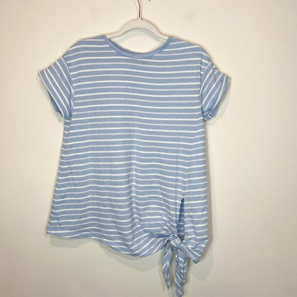 Chaps Shirt M Blue White Striped Nautical Side Tie Pullover Top Size Medium - Picture 6 of 9